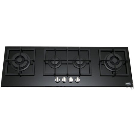 SUMMIT APPLIANCE Summit Appliance GC443BGL 4-burner island gas-on-glass cooktop with sealed burners and cast iron grates GC443BGL